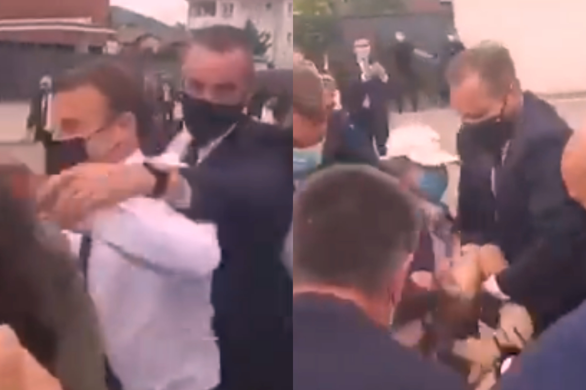 Emmanuel Macron slapped