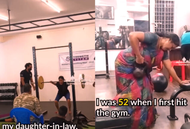 Watch viral: Saree-clad old women and her bahu go to gym