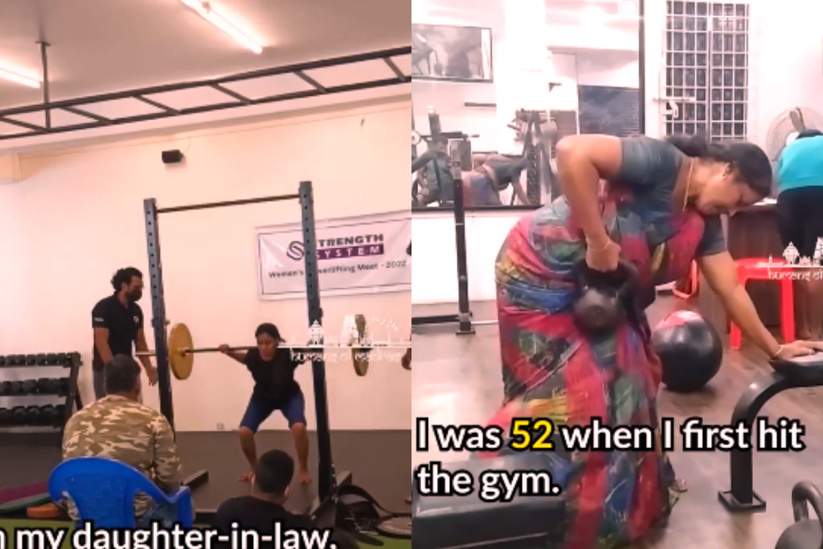 Saree-clad women gym