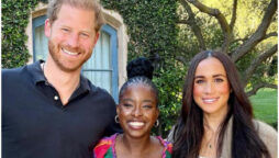 Amanda Gorman poses with Meghan Markle and Prince Harry after ‘Archetypes’