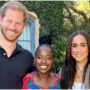 Amanda Gorman poses with Meghan Markle and Prince Harry after ‘Archetypes’