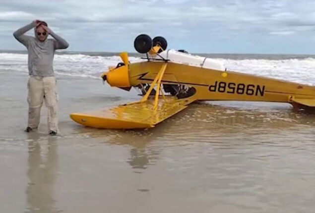 Uninjured pilot escapes upside-down plane collision unscathed