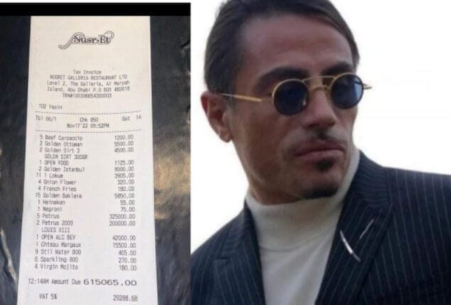 Salt Bae’s restaurant charges a customer Rs 1.3 crore bill