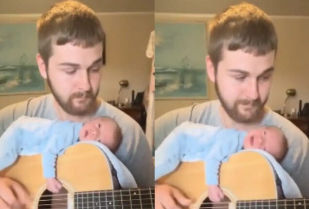 Man putting baby
