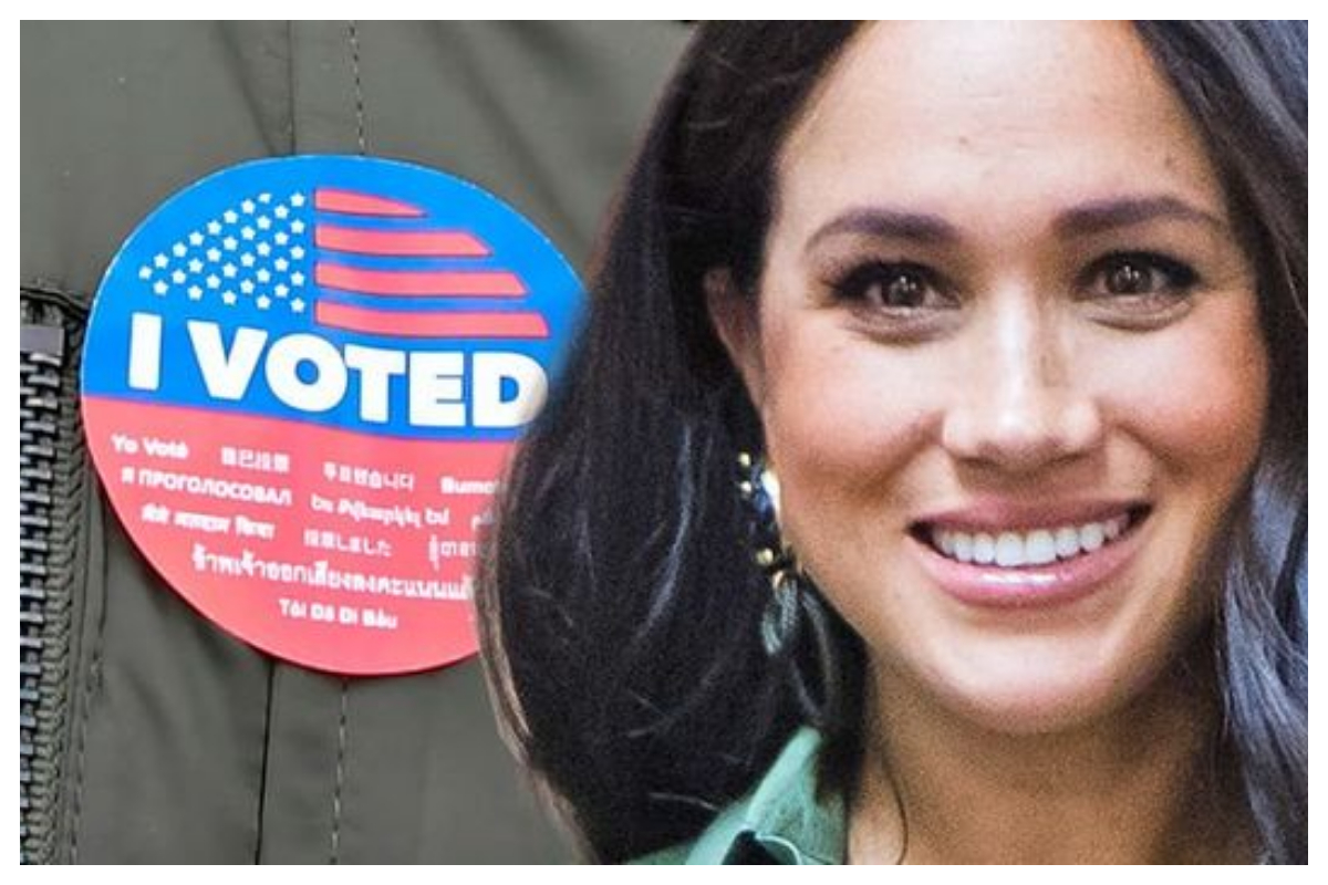 Meghan Markle votes in the midterm elections in California and shares a "I voted" sticker