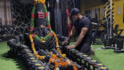 Giant shivling made out of gym equipment has gone viral