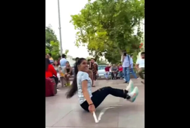 Woman jump-ropes