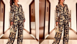 Priyanka Chopra looks classy in back and gold pantsuit