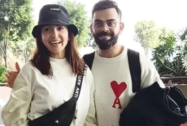 Anushka Sharma twins with Virat Kohli at Mumbai airport
