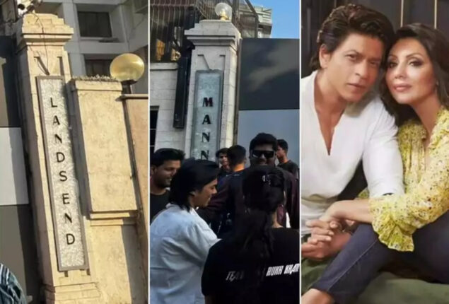 Shah Rukh Khan gets Diamond ‘Mannat’ nameplate; Fans gather for pictures