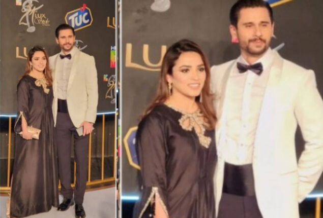 Tabish Hashmi and his wife look stunning on the Red carpet of Lux Style Awards 2022