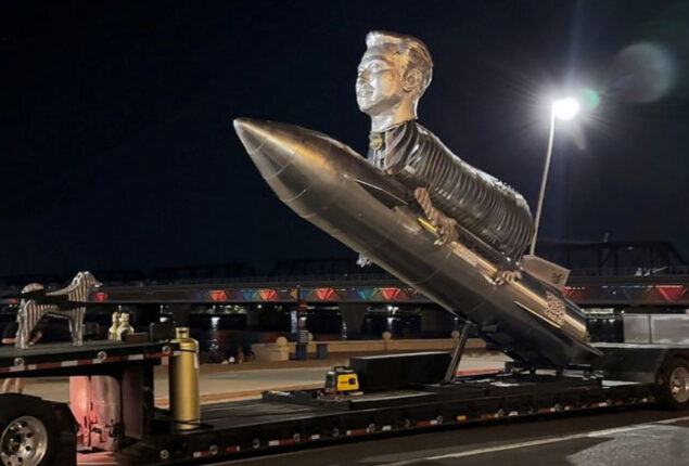 Elon Musk fans make a bizarre 30ft ‘goat’ monument 