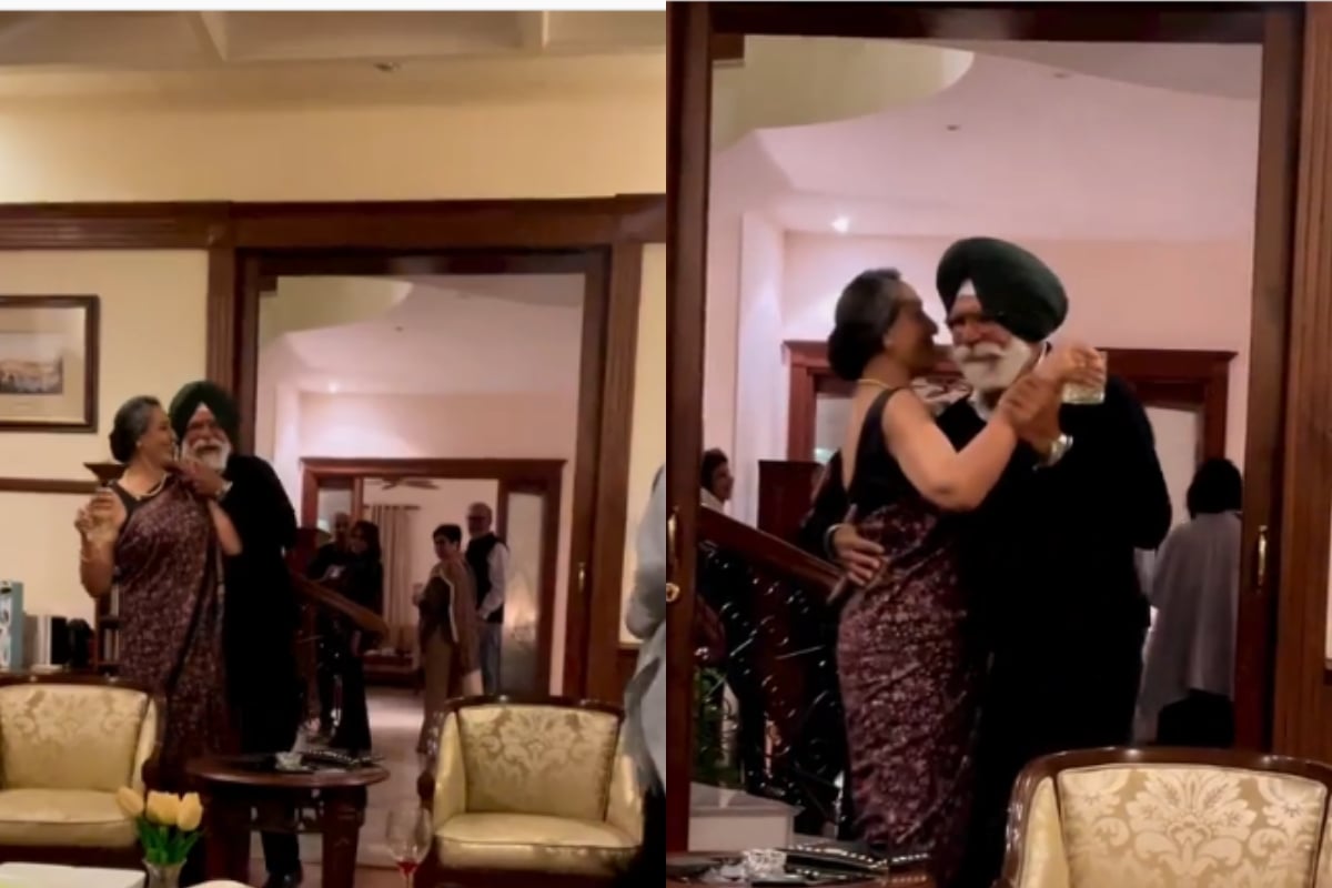 Elderly couple dance