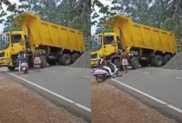Scooty-riding woman hits a parked truck in this hilarious video