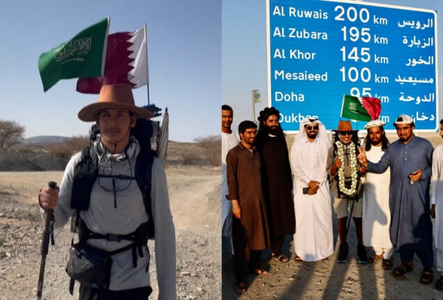 A Saudi Arabian football fan travels 1600m to Qatar to support his country’s side