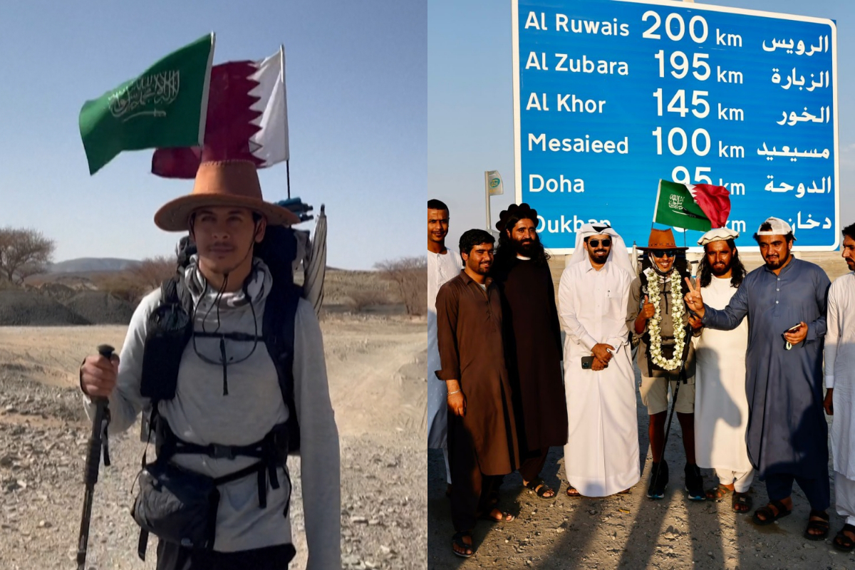 A Saudi Arabian football fan travels 1600 miles to Qatar to support his country's side