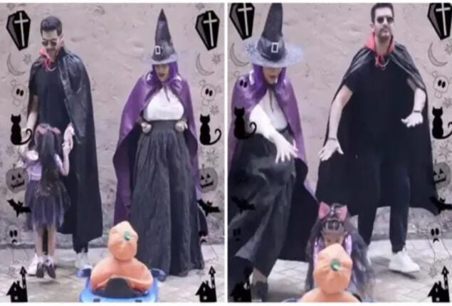 ‘Witch’ Neha Dhupia and ‘Dracula’ Angad Bedi ring in Halloween