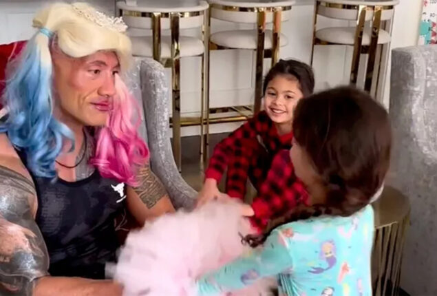 Dwayne Johnson recieves a makeover by his daughters