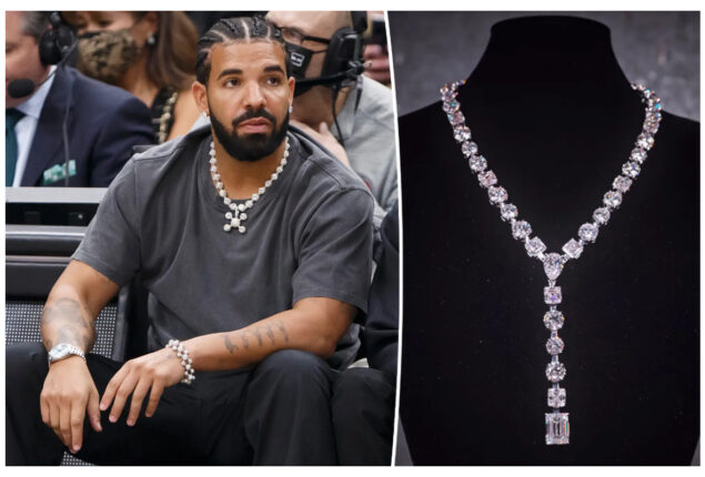 Drake gets custom necklace with 42 diamonds from engagements he ‘never did’