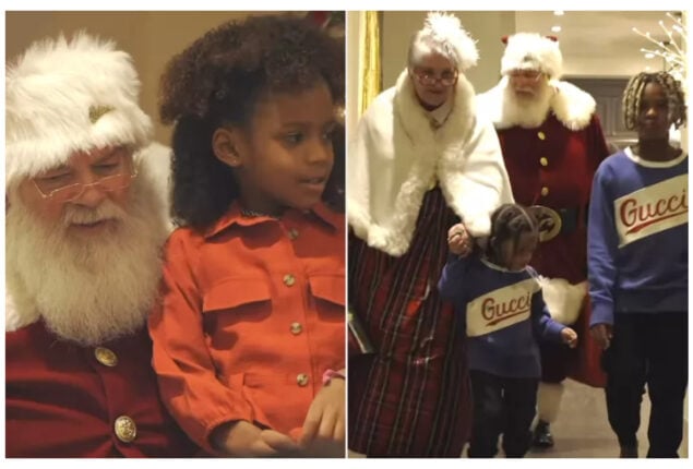 Ciara and Russell Wilson’s kids greet santa, make gingerbread houses