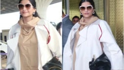 Sonam Kapoor in an oversized coat at Mumbai airport