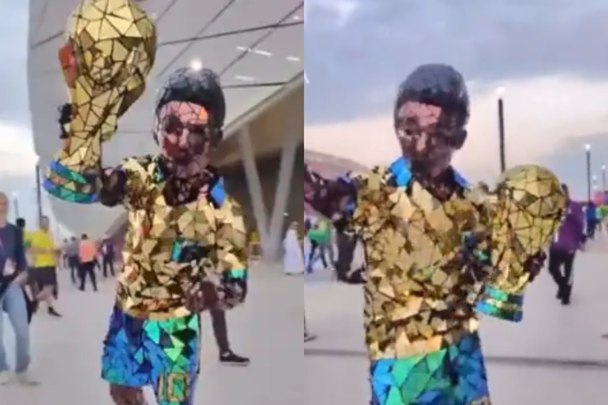 Strange Mirror Costume Worn By Brazilian Football Fan