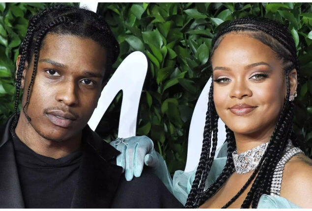 Rihanna lights up the stage for A$AP Rocky’s performance
