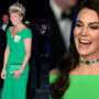 Diana’s emerald necklace is worn by Kate Middleton during the Boston Earth shot
