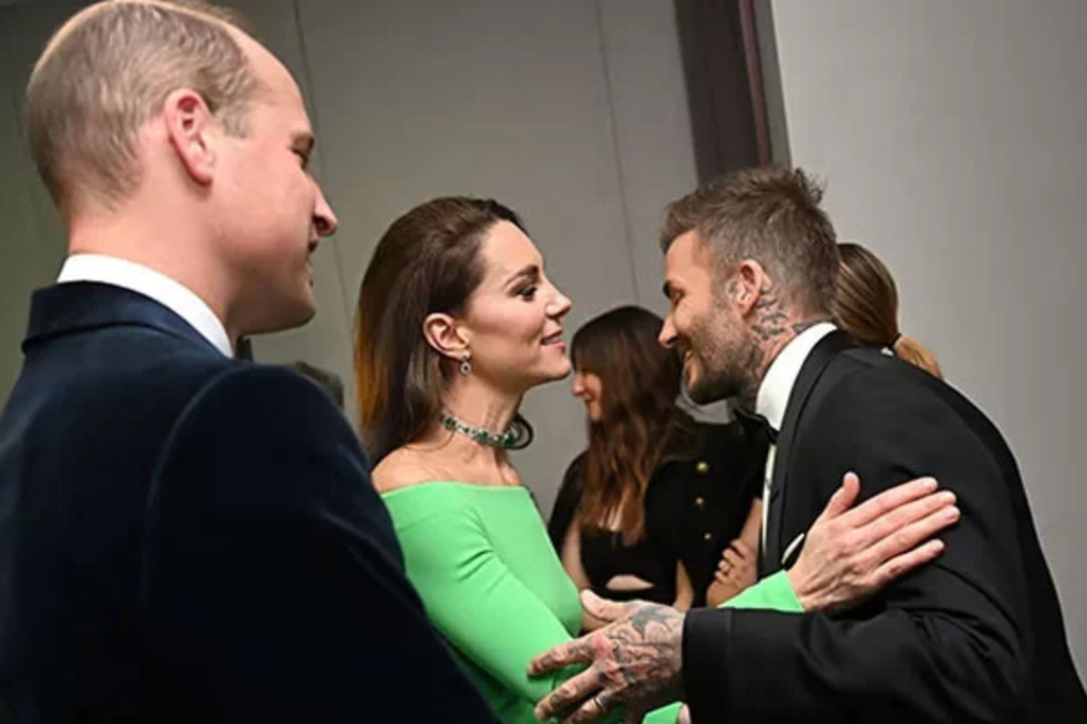 Kate Middleton kisses David Beckham,