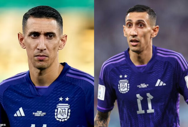 Angel Di Maria is questionable for the round of 16 World Cup match against Australia