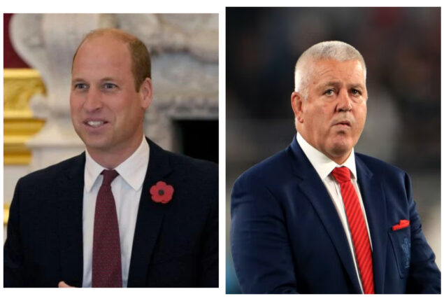 Prince William wishes Warren Gatland good luck. as Wales’ rugby coach