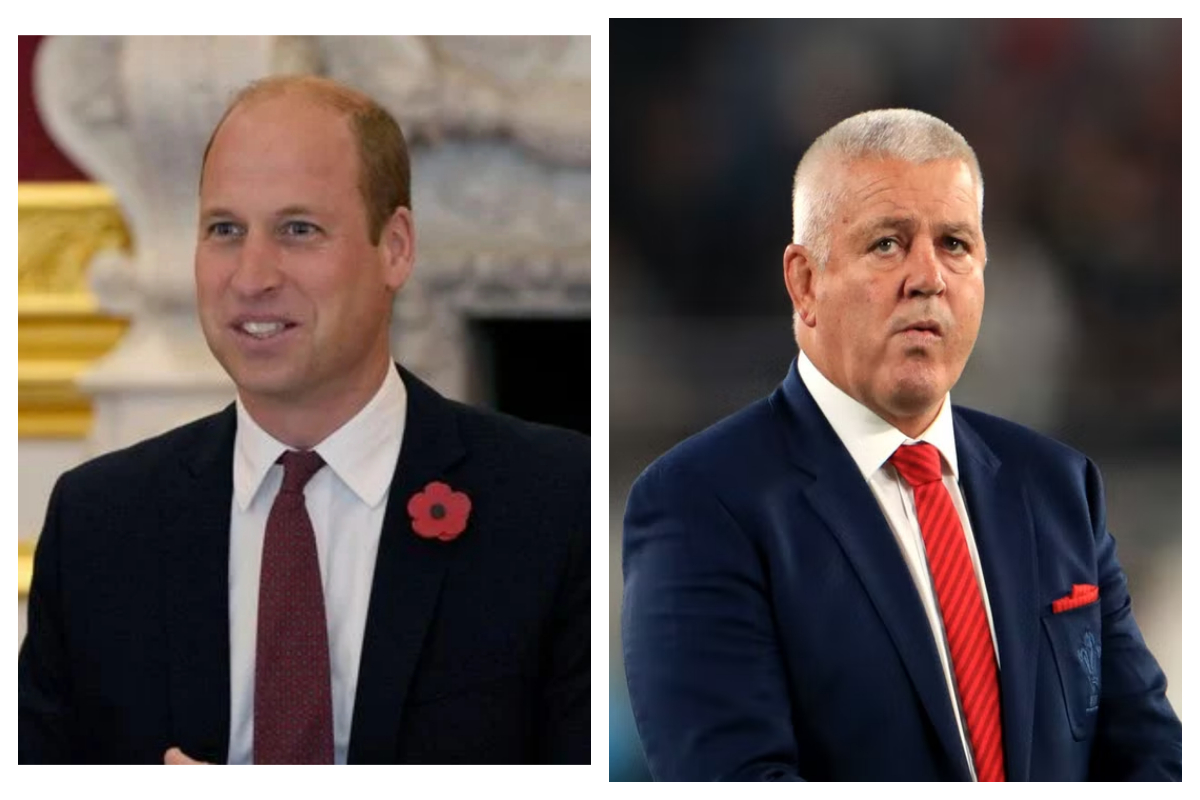 Prince William wishes Warren Gatland good luck. as Wales' rugby coach