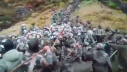 Indian and Chinese forces battle with sticks and bricks