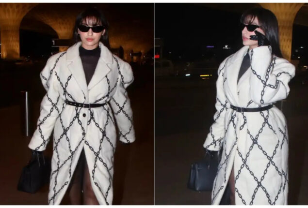 Nora Fatehi’s Philosophy coat is excellent for travel