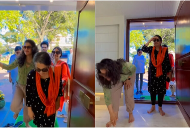 Kajol removes her shoes & prays before entering Tanuja’s Lonavla
