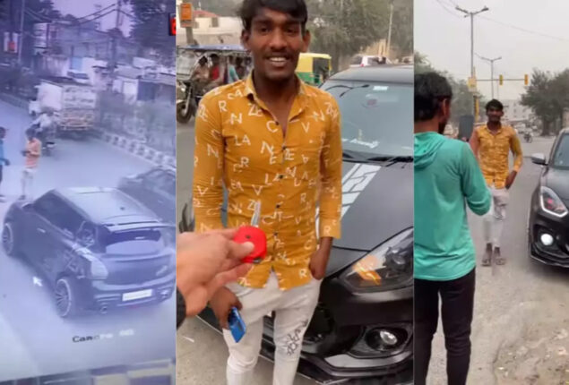 Men Pose With Car parked