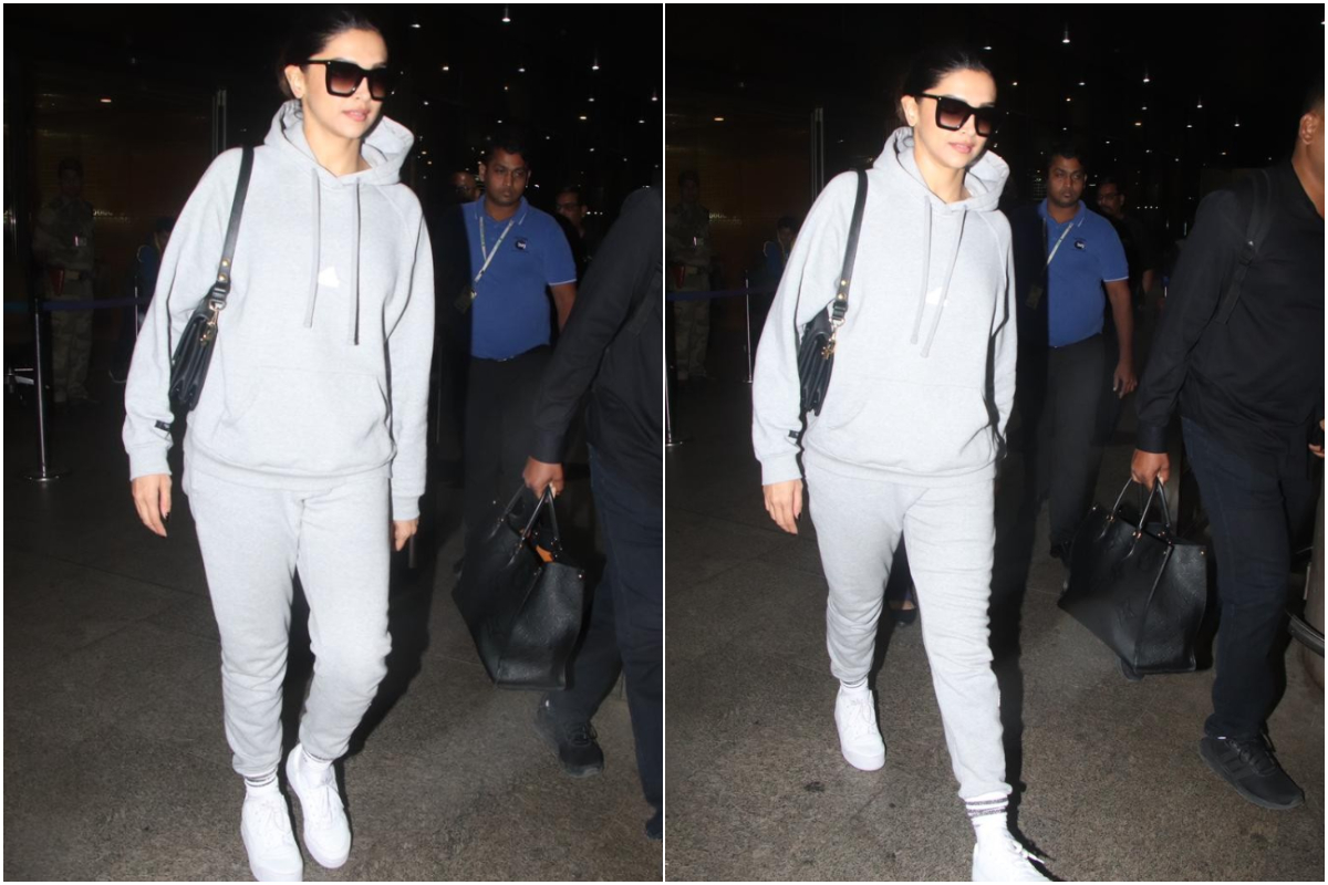 Deepika Padukone spotted in a grey tracksuit at the airport