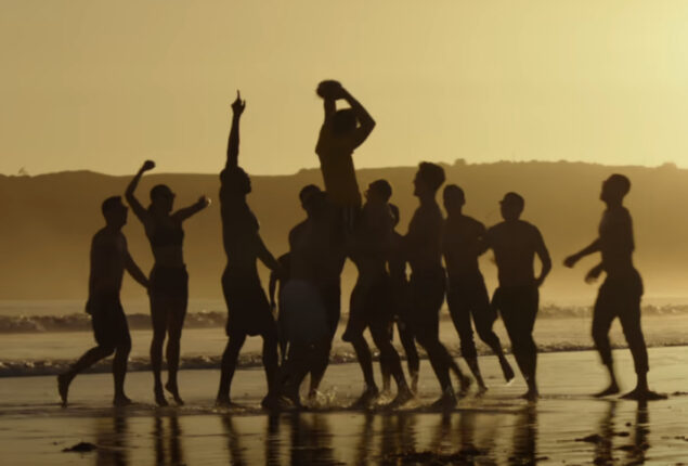 “Top Gun: Maverick” shows a beach football scene in a loop