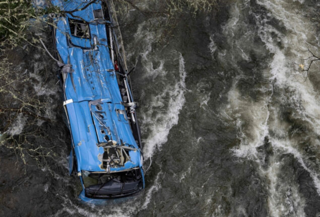 Six people dead in Spain after bus plunges off bridge into river