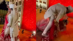 Bride romantic pirouette goes wrong, couple falls – Viral Video