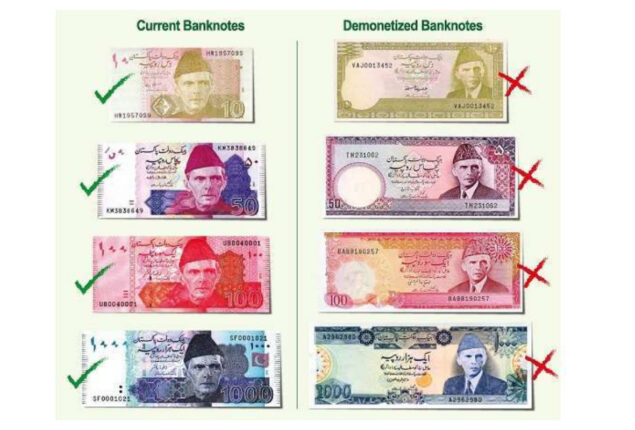 State bank of Pakistan demonetized old designs banknotes, valid upto this 31 Dec