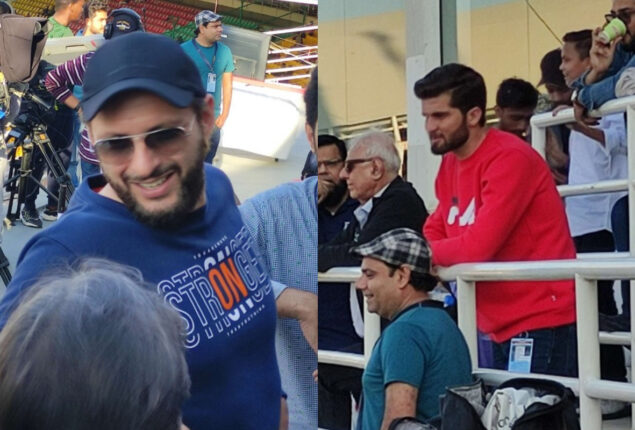 PAK vs NZ: Shaheen Afridi and Shahid Afridi spotted enjoying Test match in Karachi