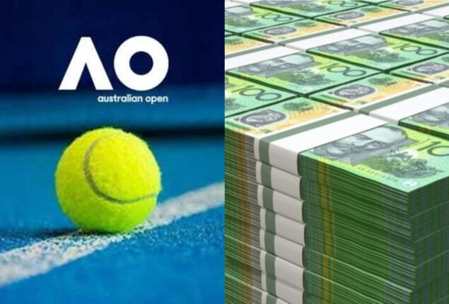 Singles winners at Australian Open will get roughly 3 million Australian dollars