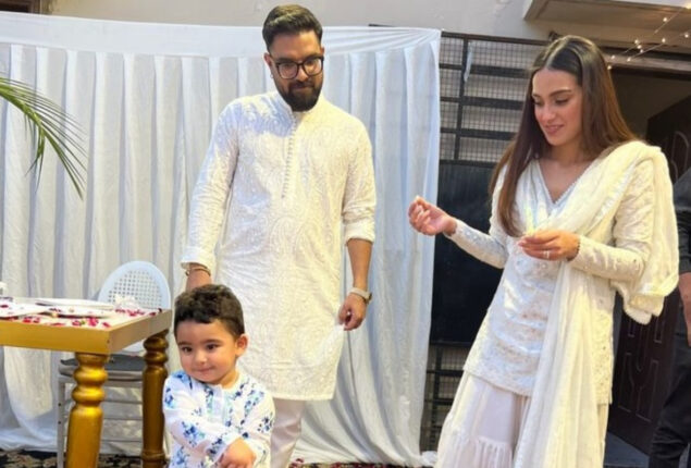 Iqra Aziz and Yasir Hussain look beautiful at family wedding