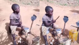 Boy plays scrap-and-empty-bottle drums goes viral