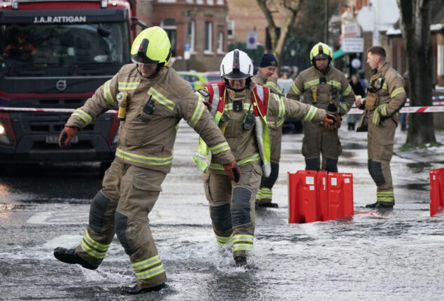 After north London water mains ruptured, homes are flooding