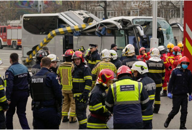 Four people die after coach crashes on icy road in Canada