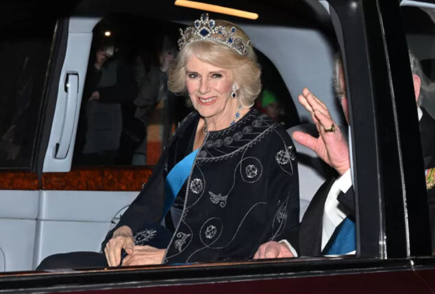 Queen Camilla Sparkles in Queen Elizabeth’s Sapphire Tiara