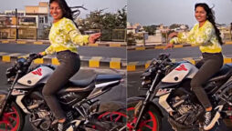 Girl rides a bike while dancing to “Patli Kamariya”: WATCH
