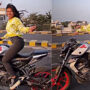 Girl rides a bike while dancing to “Patli Kamariya”: WATCH